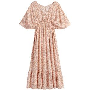 WORLD MARKET Terracotta And White Geo Mira Kaftan Dress